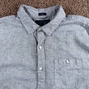 Even‎ Tide Mens XL Short Sleeve Button Down Shirt Linen Blend Regular Fit Gray